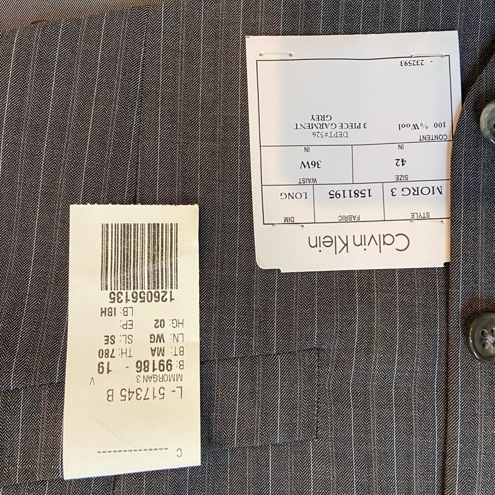 Men’s 3 piece suit Calvin Klein from Macy’s gray